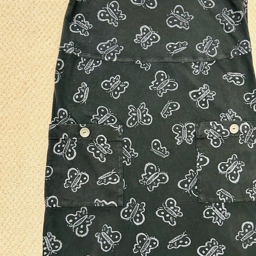 Vintage Fresh Produce Black Butterfly  Maxi Dress 100% Cotton  Sz Sm Made In USA - Picture 8 of 16